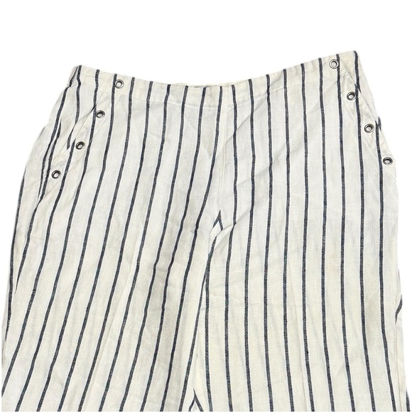 Chico’s Casual Workwear Vacation 100% Linen Travel Striped Wide-Leg Pants - Picture 3 of 13